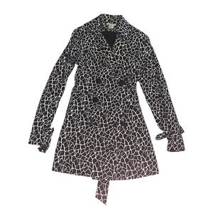 Stylish Black and White Giraffe print Trench Coat